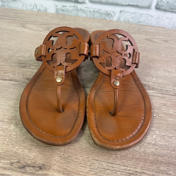 Tory Burch Miller Brown Leather Sandals - Picture 2 of 9
